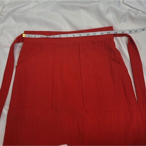 VINTAGE 70s red saiboat coastal wrap skirt with pockets S - Picture 7 of 8